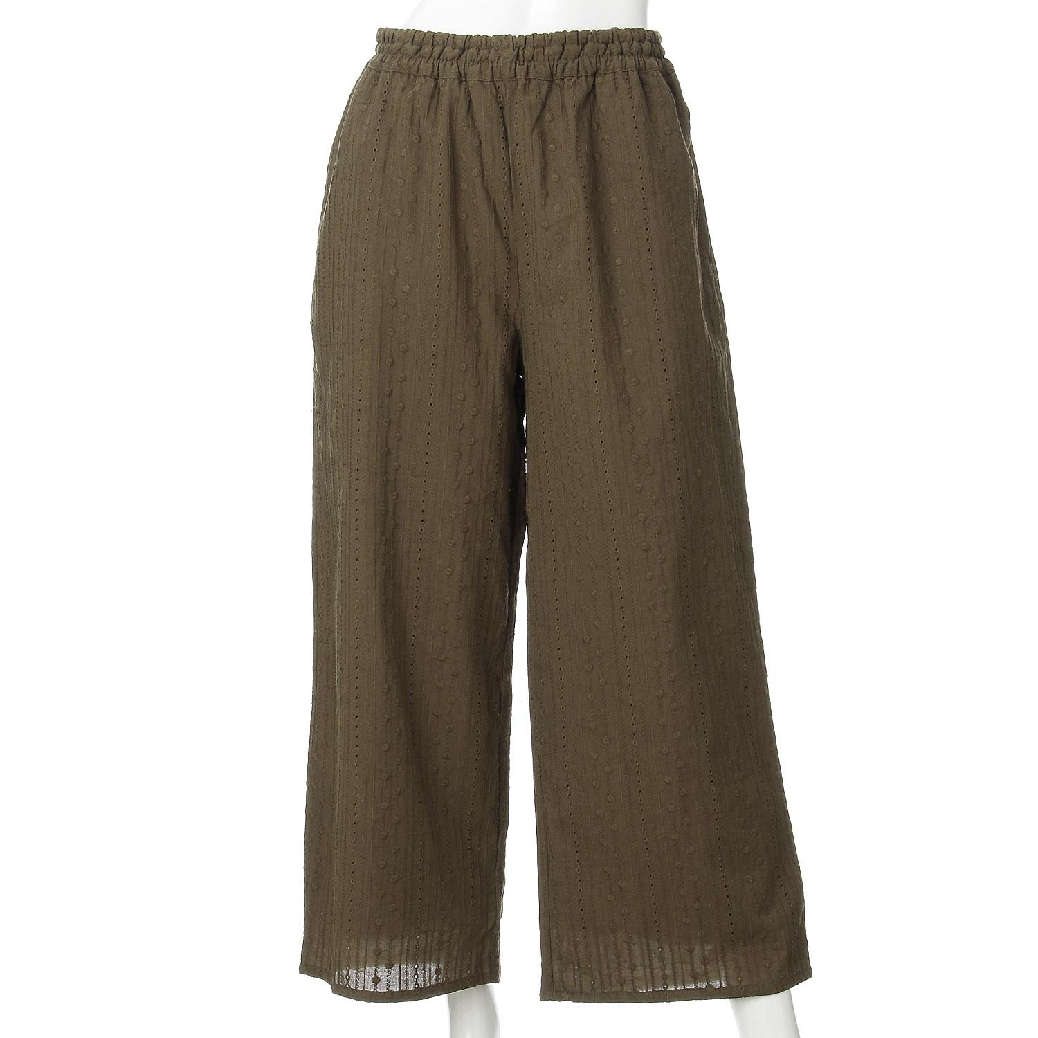 le ciel de demain Cotton Stripe Lace Pants Khaki F (Free)