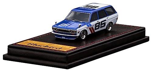 Ignition Model 1/64 Datsun Bluebird (510) Wagon Blue/White Ready-to-Display Model