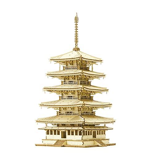 Wooden Art ki-gu-mi NEW Five-Story Pagoda