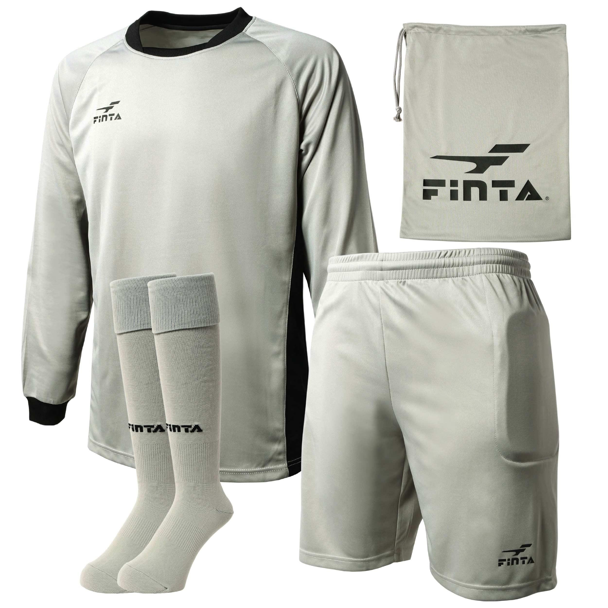 [FINTA] FINTA Soccer Futsal Wear Adult Goalkeeper Kit 3-Piece Set with Storage Bag FT5982 (0200) Gray S