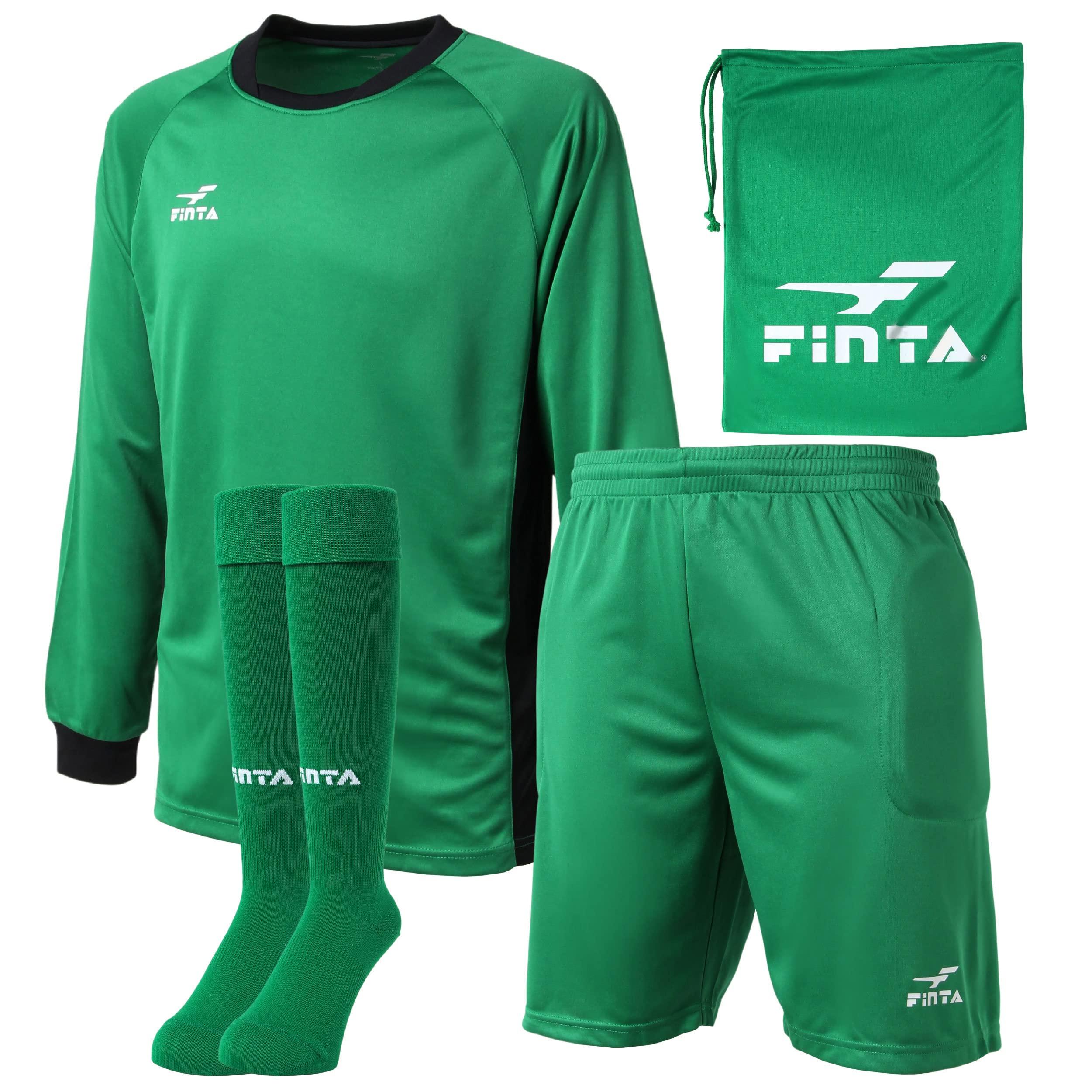 [FINTA] FINTA Soccer Futsal Wear Adult Goalkeeper Wear 3-Piece Set with Storage Bag FT5982 (3100) Green L