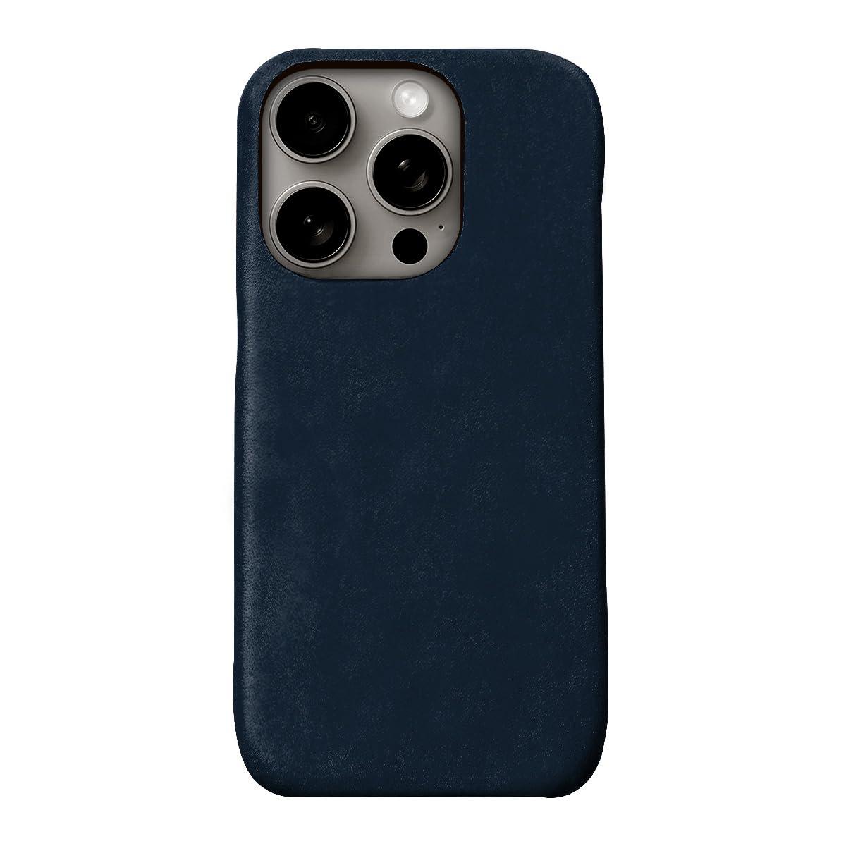 ABBI SIGNATURE iPhone 16 Pro Max Case Made in Japan Italian Genuine Leather LISCIO Back Cover MagSafe Compatible [ Vegetable-Tanned Leather Handmade Leather Case Wireless Charging ] iPhone Case Back Cover ABS27320i16PM Navy