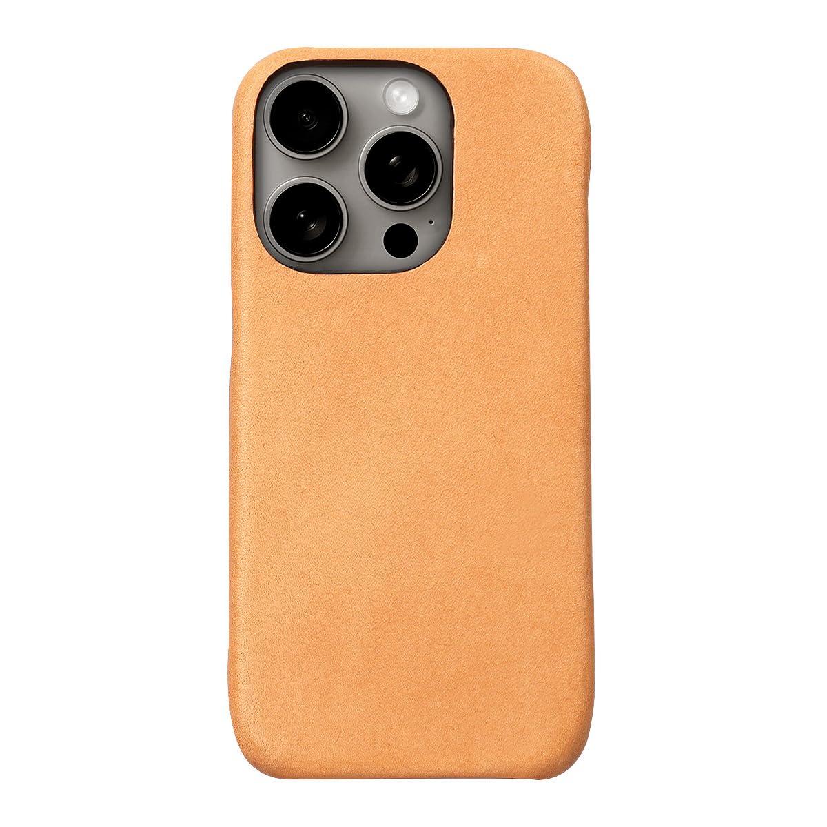 ABBI SIGNATURE iPhone 16 Pro Max Case Made in Japan Italian Genuine Leather LISCIO Back Cover MagSafe Compatible [ Vegetable-Tanned Leather Handmade Leather Case Wireless Charging ] iPhone Case Back Cover ABS27322i16PM Bone