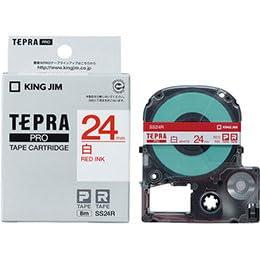 KING JIM Tepla PRO Tape White Label 24mm Red Text KJ-SS24RX5
