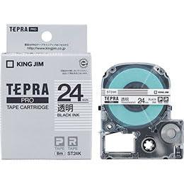 KING JIM Tepla PRO Tape Transparent Label 24mm Black Text KJ-ST24KX5