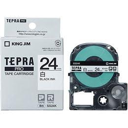 KING JIM Tepla PRO Tape White Label 24mm Black Text KJ-SS24KX5