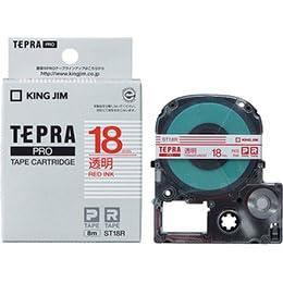 KING JIM Tepla PRO Tape Transparent Label 18mm Red Text KJ-ST18RX5