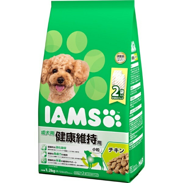 Iams Dog Food for Dogs 1 Year and Older - Health Maintenance Formula - Small Bites - Trial Size 1.2kg (600g x 2 bags) Chicken - Complete and Balanced Nutrition - Dog Food - Dry Food - Healthy Digestion and Absorption - Maintains Immune Function - Supports Weight Management - Developed with Veterinary Expertise