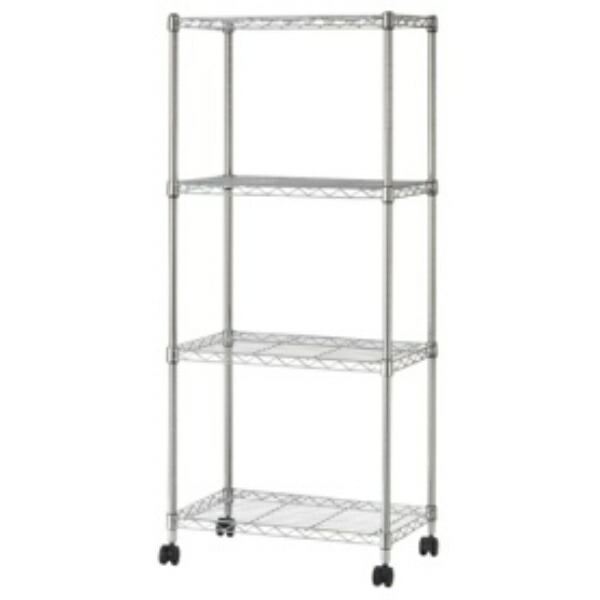 Iris Ohyama Rack Metal Rack 4-Tier with Casters Rust-Resistant Finish Pole Diameter 19mm Width 55 x Depth 35 x Height 126cm Metal Shelf Steel Rack Rust-Resistant Silver SEM-5512