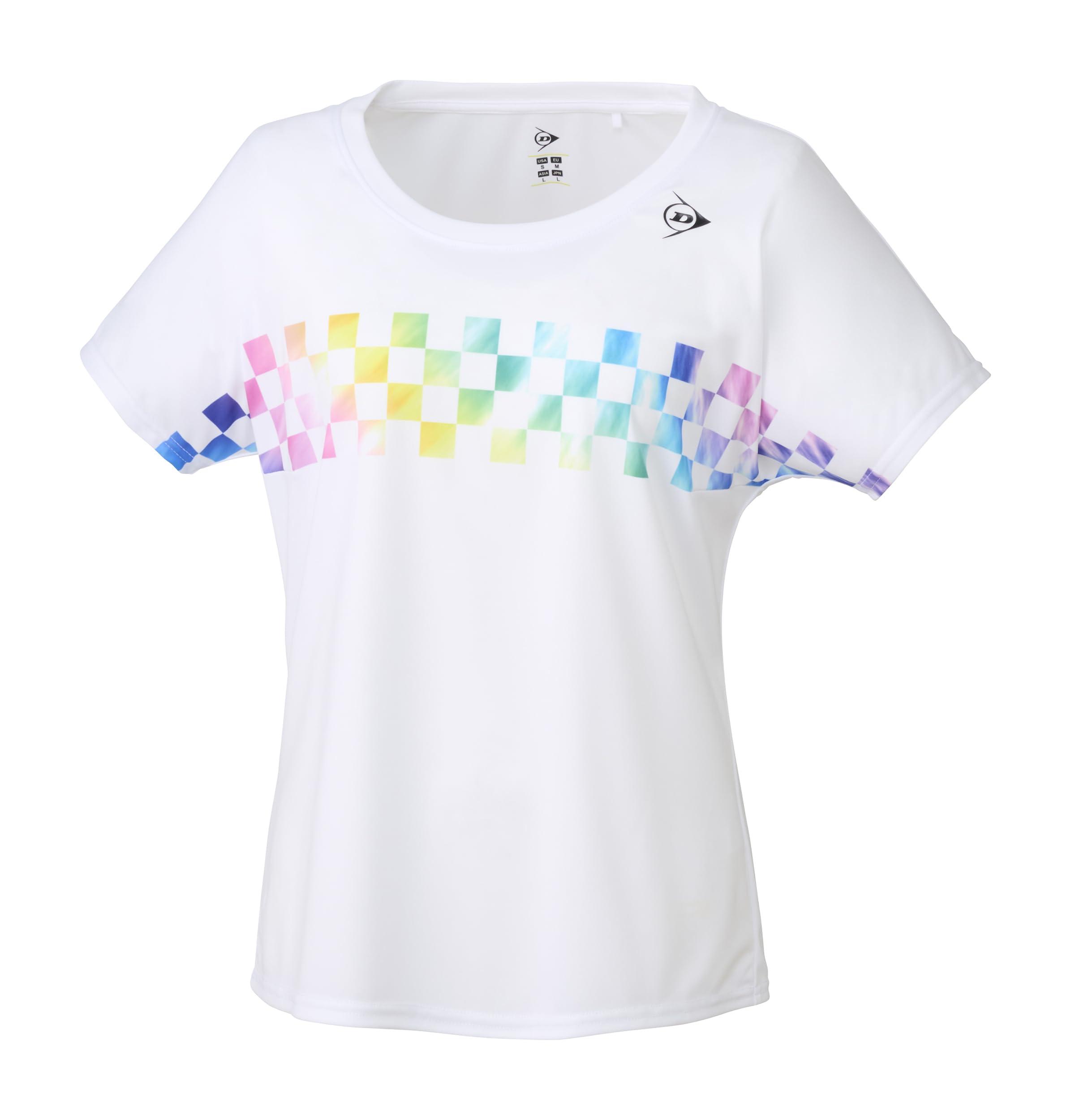 [Dunlop] Tennis Wear Badminton Short-Sleeve Game Shirt Women's Moisture-Wicking Quick-Dry UV Protection DAP1421W 2024SS White L