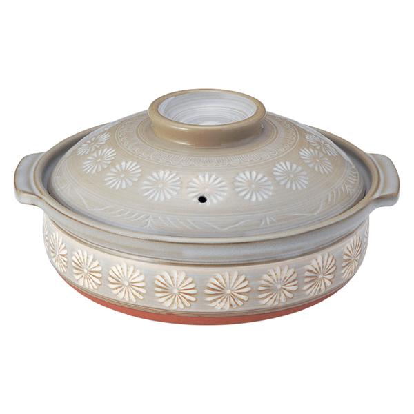 Banko-yaki Ginpo Clay Pot (Deep Pot) Size 10 (Serves 4-5) Hana Mishima Direct Heat Compatible Heat Retention Made in Japan 21101