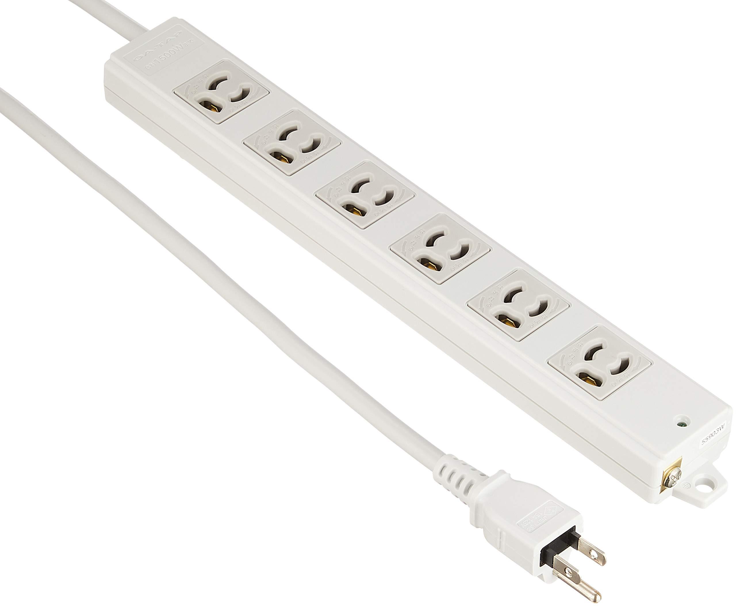 ELECOM Power Strip with Anti-Disconnection Feature, 6 Outlets, 3P Plug, Magnetic, 5m, Gray T-WRM3650LG/RS