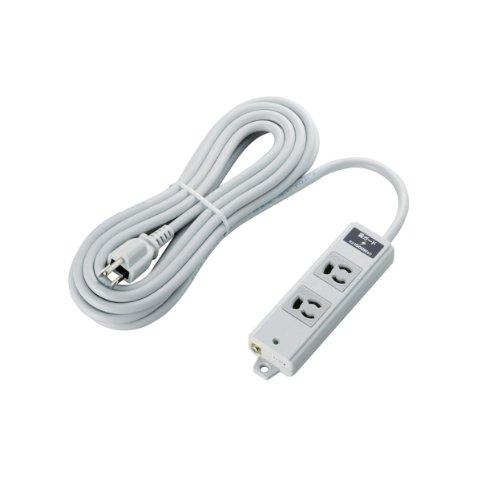 ELECOM Power Strip with Surge Protector, Locking Outlets, 2 Outlets, 3P Plug, Magnetic, 5m, Gray T-WRMK3250LG/RS