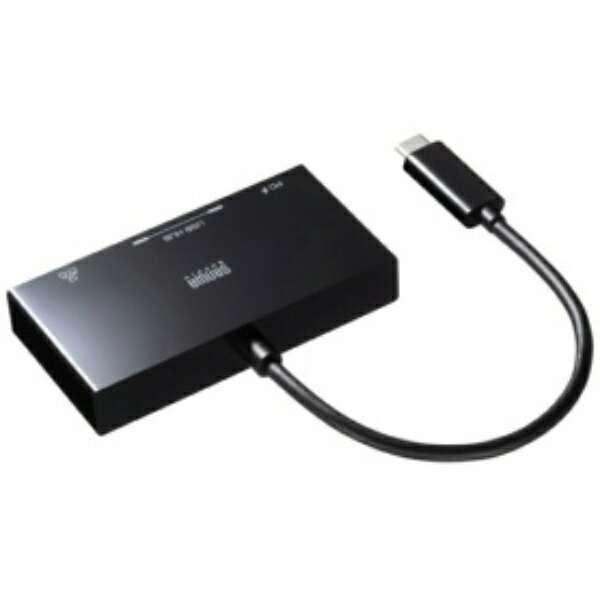 Sanwa Supply USB Type-C Hub with LAN Adapter Function (USB Type-C ×1, USB A ×2, RJ-45 ×1 Port) USB-3TCH20BK