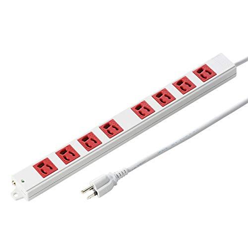 Sanwa Supply Construction Site Tap, 3-Pole, 8-Outlet, 3m, Red TAP-K8-3R