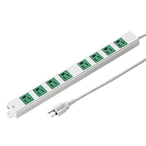 Sanwa Supply Construction Site Tap, 3-Pole, 8-Outlet, 3m, Green TAP-K8-3G