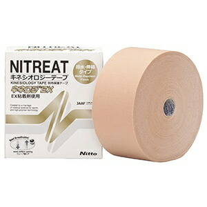 NITOMS NITRITE KINEROGY EX Muscle Protection Tape Stretch Long Resistant to peeling and irritation Sweat resistant Repositionable Beige Width 75mm x Length 31.5m [1 roll] NKEX-75L