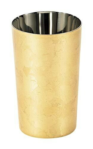 Uchiki Shima Double-Wall Tumbler 370ml Gold-Leaf Finish Highball Cup Diameter 8.2cm × Height 13cm Made in TSUBAME