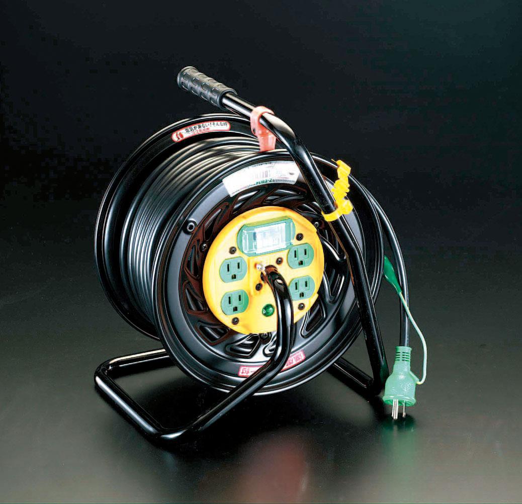 AC125V/22A/30m Fixed Outlet Reel (with Ground Fault Circuit Interrupter)
