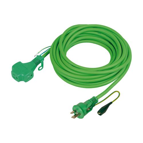 AC125V/15A/20m Extension Cord (with Ground/Green) Green