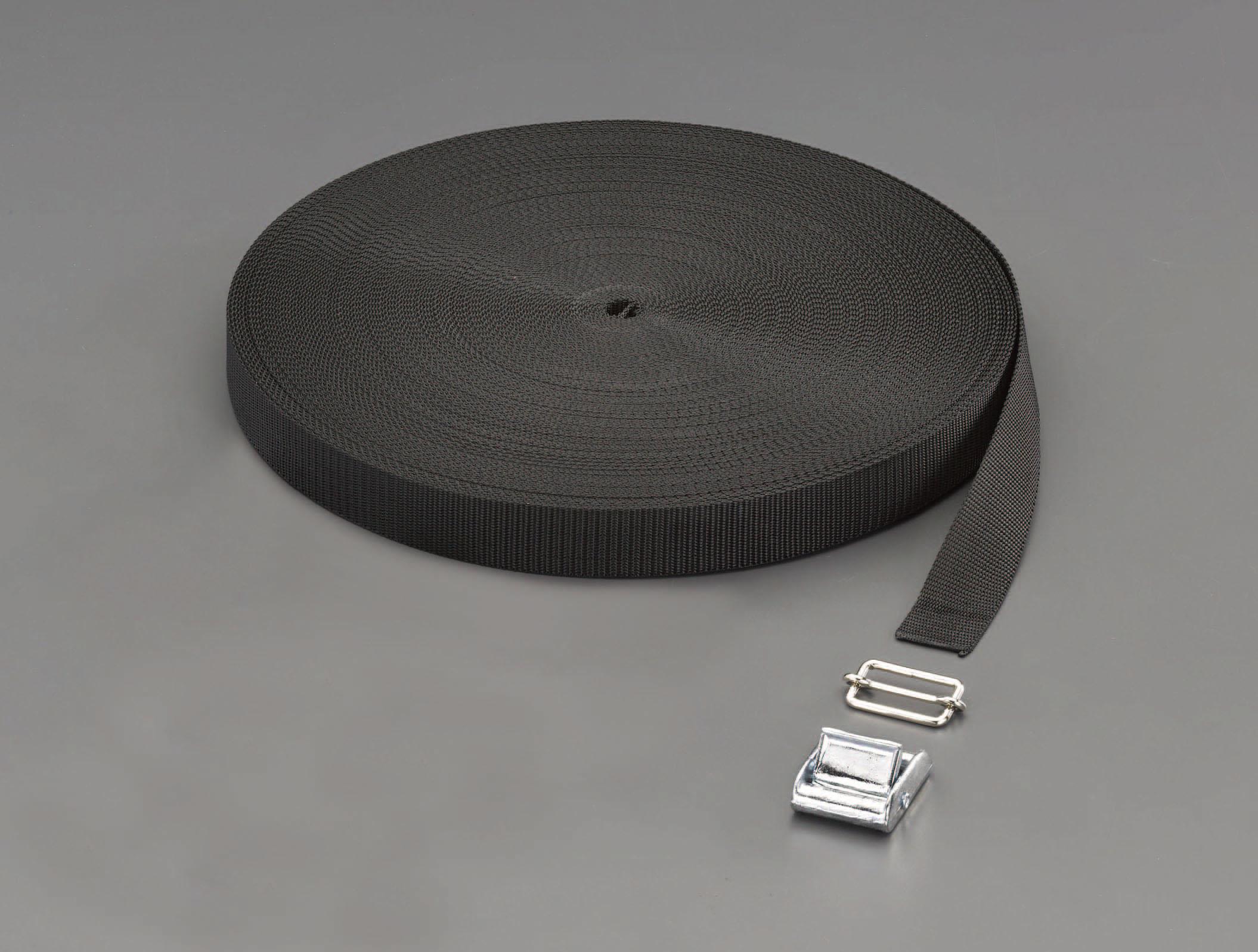 ESCO 25x1.2mmx50m Plain Weave Band & Buckle Set (Black) EA628PT-625