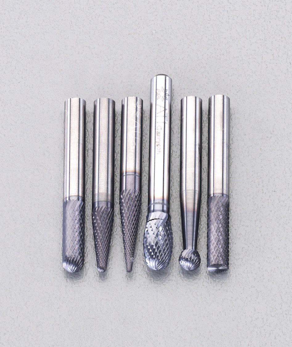 Escot 6-Piece Set/6mm Shank [TiAIN Coated] Carbide Bur Set EA819V-10