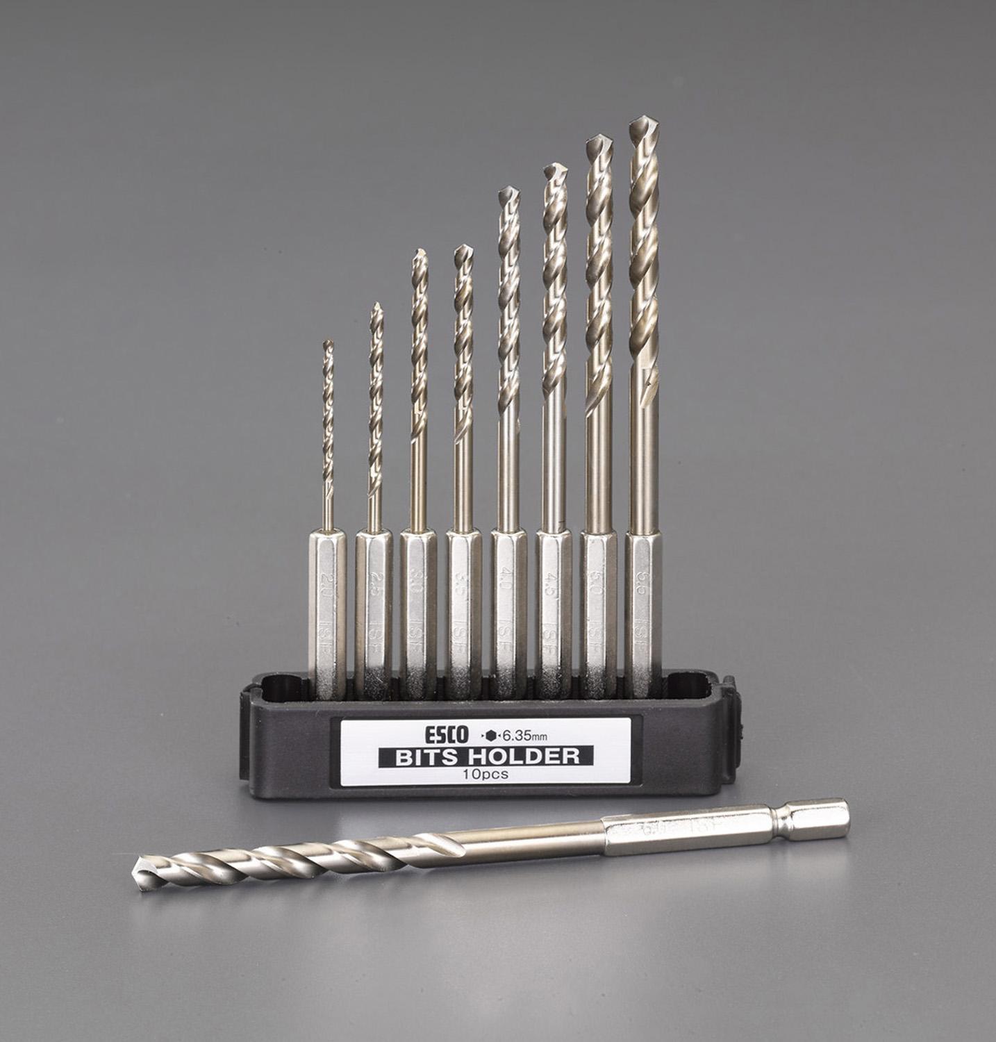 ESCO 2.0-6.0mm 9-Piece Hex Shank Short Drill Set (CO-HSS) EA824BL-59