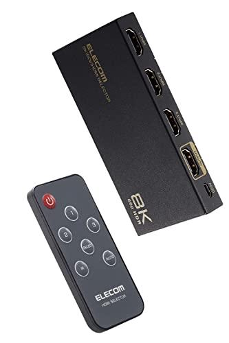 ELECOM HDMI Switch 8K60Hz/4K120Hz Compatible  3 Inputs 1 Output Auto/Manual Switching 8K 4K Compatible Black DH-SW8KP31BK
