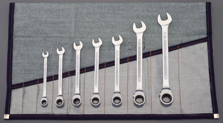 ESCO Combination Wrench Set (Ratchet Type) 7-Piece Set EA614SZ