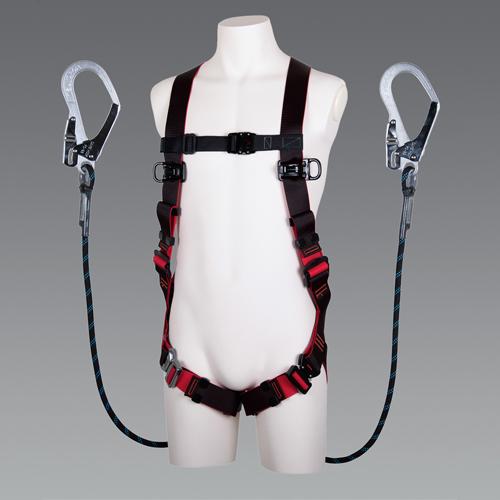 Fall Arrest Device (Full Body Harness/Rope-Style Twin Lanyard) Black φ11×1, 600mm