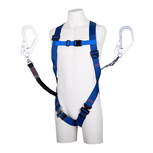 Fall Arrest Device (Full Body Harness with Retractable Twin Lanyard) Woven Rope Retractable: 18 × 1, 550mm Elastic Strap: 32mm × 1, 600mm (Extended Length)