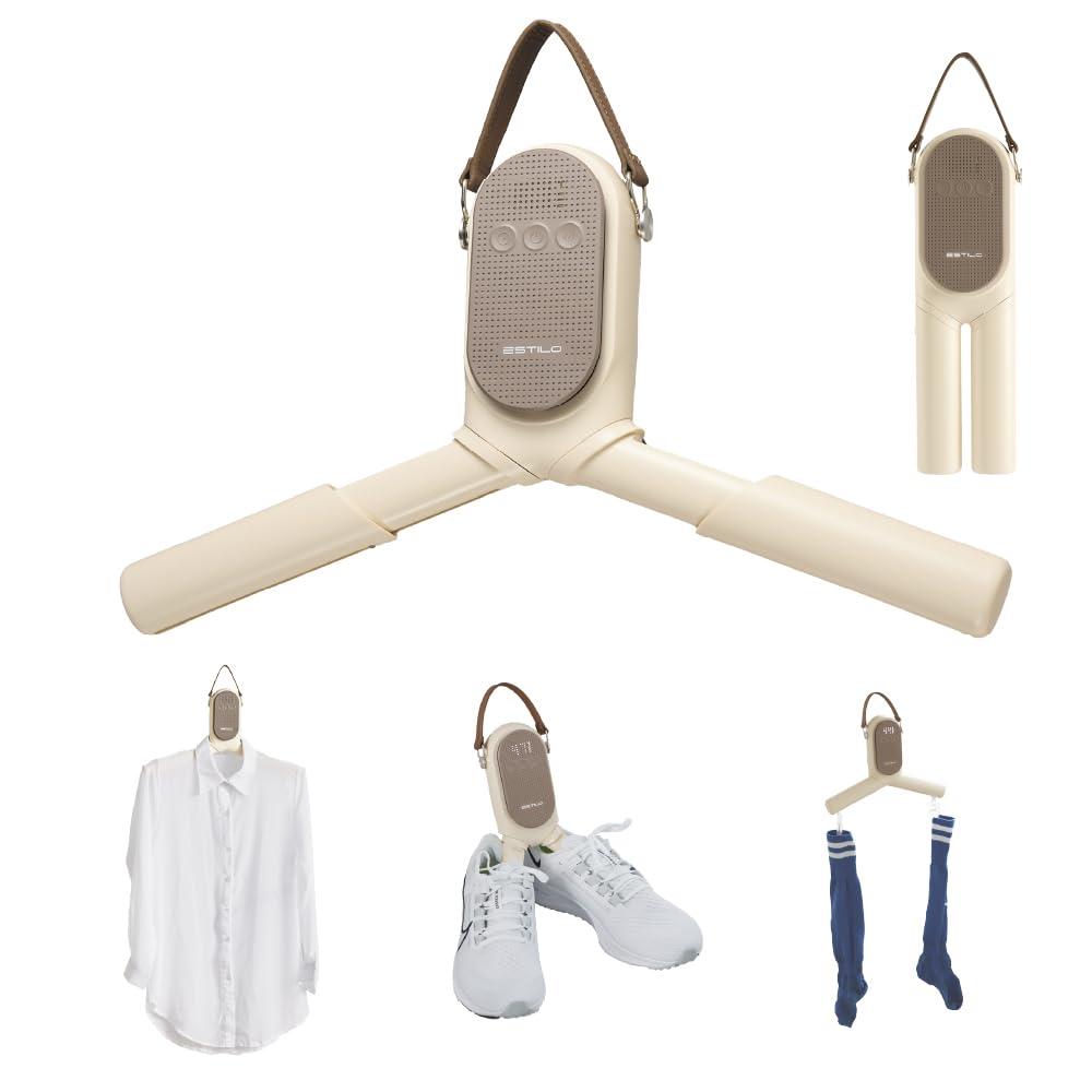 ESTILO Portable Smart Hanger ILPD-KW03MI 3-Level Warm Air Settings Touch-Control Rapid Drying Shoe Drying Deodorization Sterilization Clothing Care Adjustable Length Single-Person Living Quick Drying Time-Saving Compact Storage Business Trips Travel