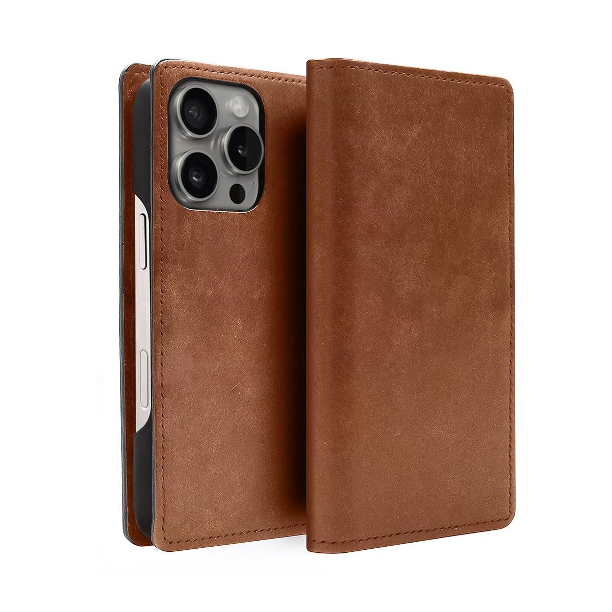 ABBI SIGNATURE iPhone 16 Pro Case Made in Japan Wallet-Style Italian Genuine Leather MARGOT MagSafe Compatible [ Vegetable-Tanned Leather Handmade Wireless Charging ] iPhone Case Side-Opening Diary Protective Cover ABS27330i16PR Brown