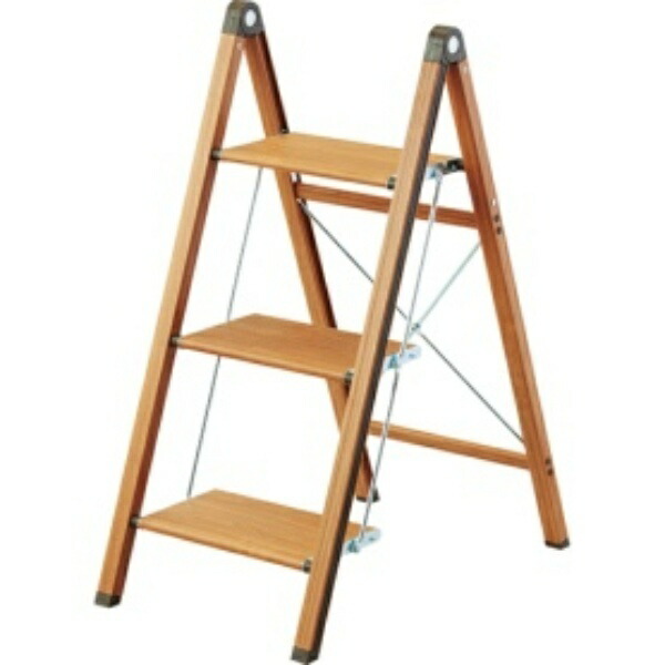 Tenma Stylish and lightweight aluminum step stool folds to 5cm thick Woody Step Slim 3-Step Indoor Use Wide step surface Step stool