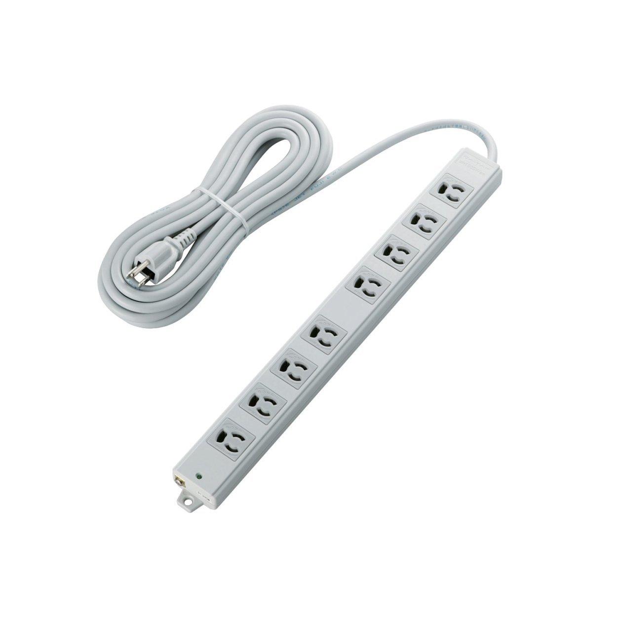 ELECOM Power Strip with Anti-Disconnect Plugs, 8 Outlets, 3P Plugs, Magnetic, 5m, Gray T-WRM3850LG/RS