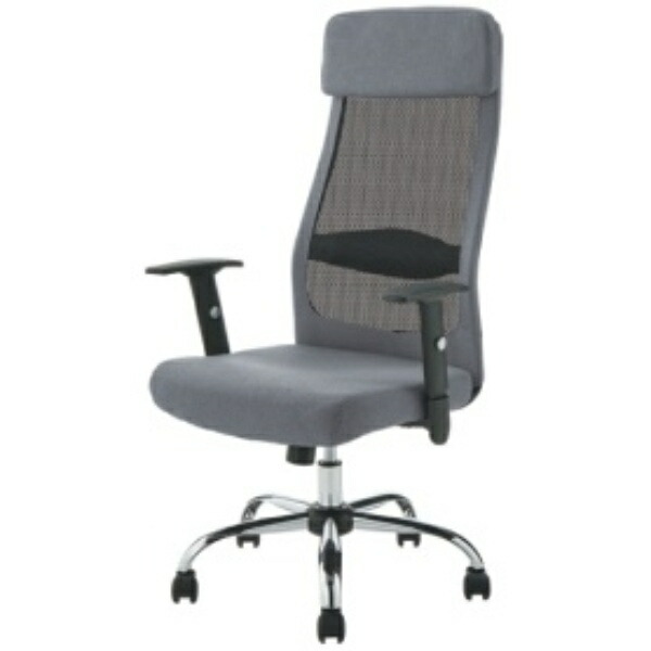 Fuji Trading Office Chair Seat Height 43~51cm Dark Gray Mesh Adjustable Arm Height Lumbar Support Mix 38069