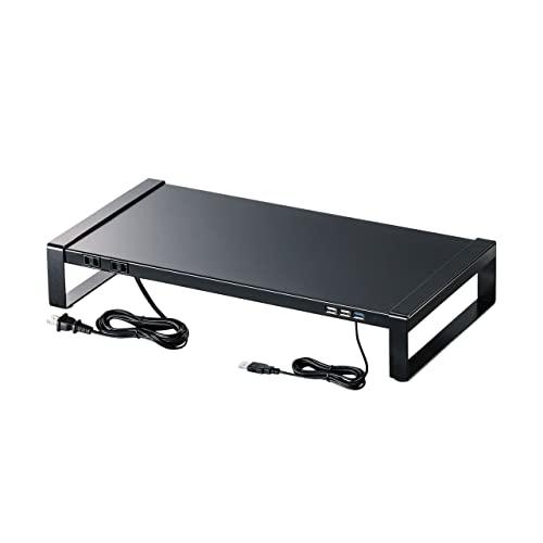 Sanwa Supply Power Strip + USB Hub Desk Rack (W500) MR-LC204BKN Black
