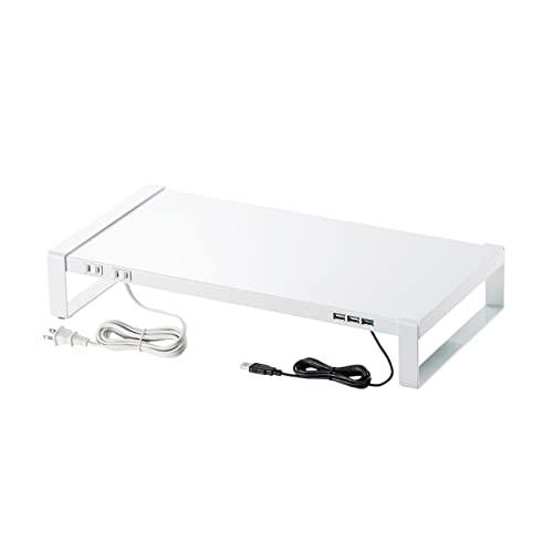 Sanwa Supply Power Strip + USB Hub Desk Rack (W500) MR-LC204WN White