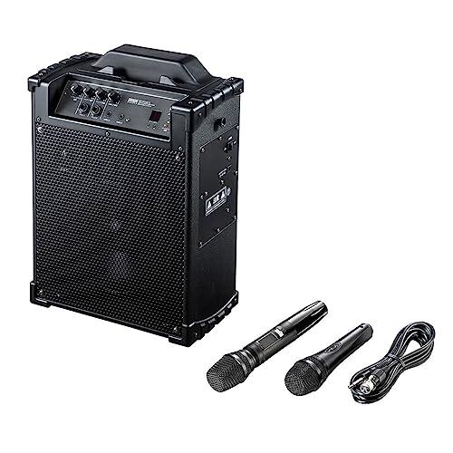 Sanwa Supply Wireless Microphone Speaker Amplifier (Max Output 60W, AC Power/Rechargeable, Music Playback) MM-SPAMP10