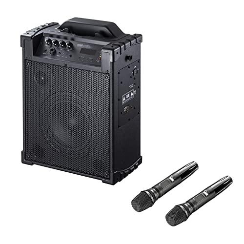 Sanwa Supply Wireless Microphone Amplifier Speaker (Built-in Battery, Compatible with 2 Wireless Microphones) MM-SPAMP14