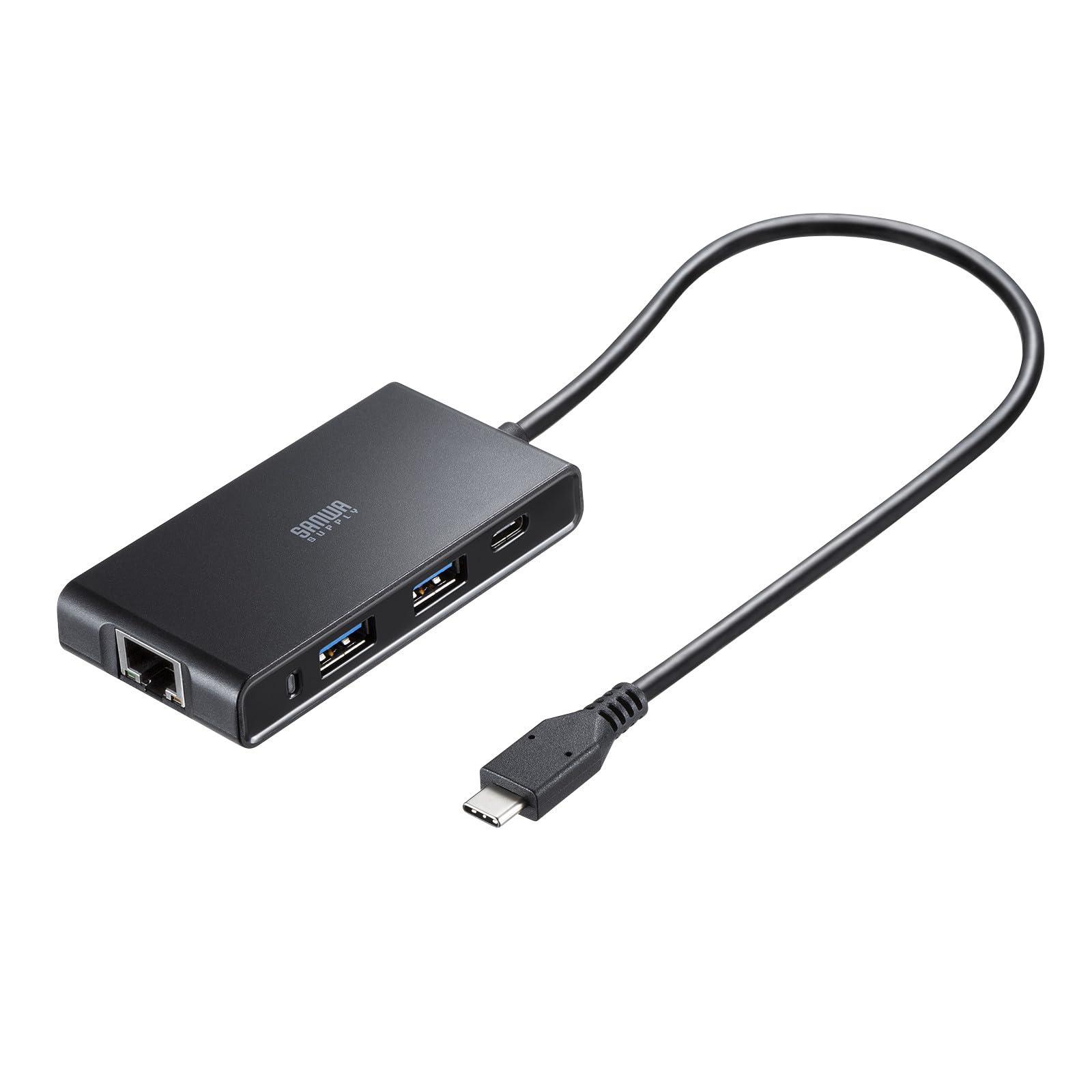 Sanwa Supply USB Type-C Hub with 2.5 Gigabit LAN Adapter (USB Type-C Connection) USB-3TCLS8BK