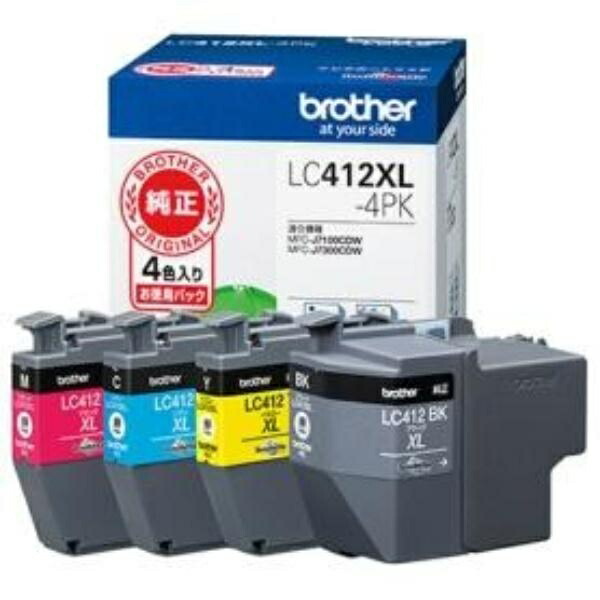 Brother Ink Cartridge 4-Color Pack High Capacity LC412XL-4PK 1 Box (4 Cartridges: 1 Each Color)