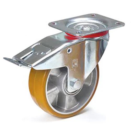 160mm Swivel Casters with Polyurethane Tires and Brakes EA986CP-160 1 piece