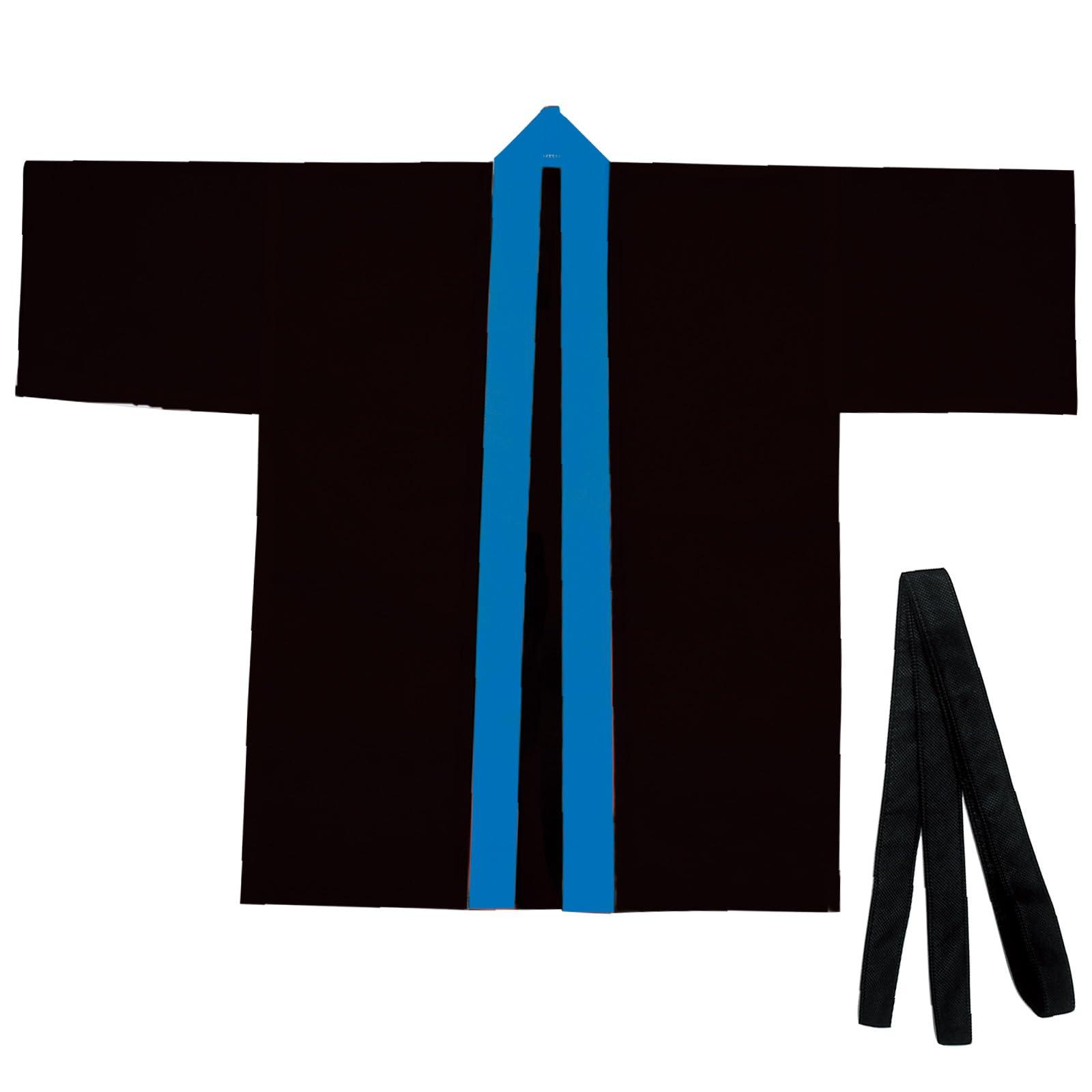 Color Non-Woven Happi Coat Black Collar Blue M