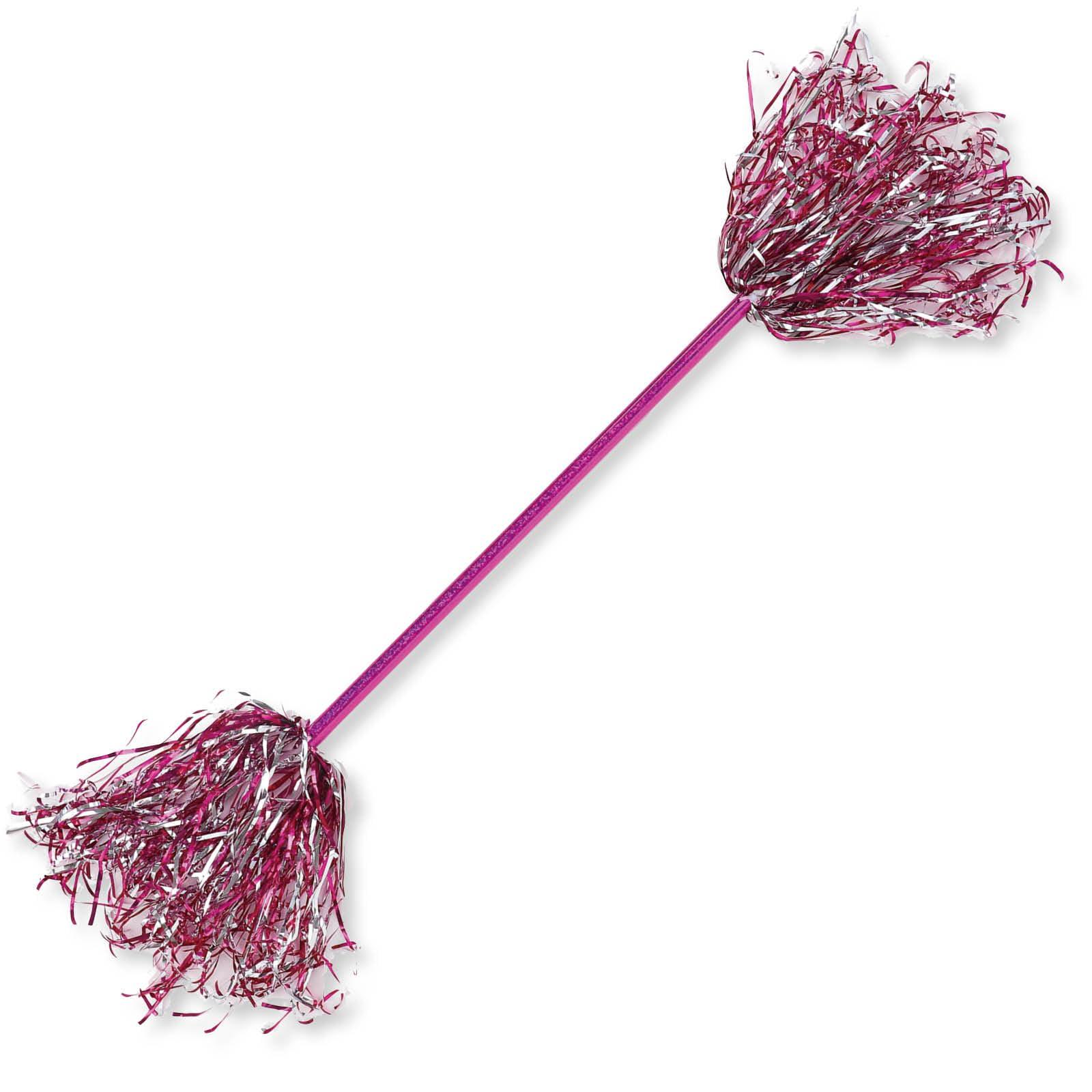 Sparkling Pom-Pom Baton Pink Silver