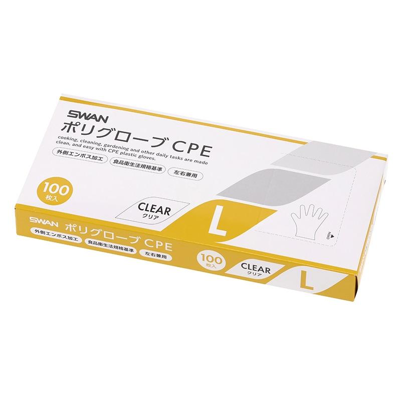 SWAN Poly Glove CPE Embossed L Clear 100 sheets/box