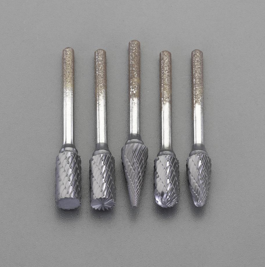 Escot 5-Piece Set/3mm Shank [TiAIN Coated] Carbide Bur Set EA819XV-6