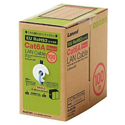 ELECOM LAN Cable CAT6A Compliant Long Length Connectorless RoHS Directive Compliant Solid Wire Relax 100m Blue LD-GPAL/BU100RS