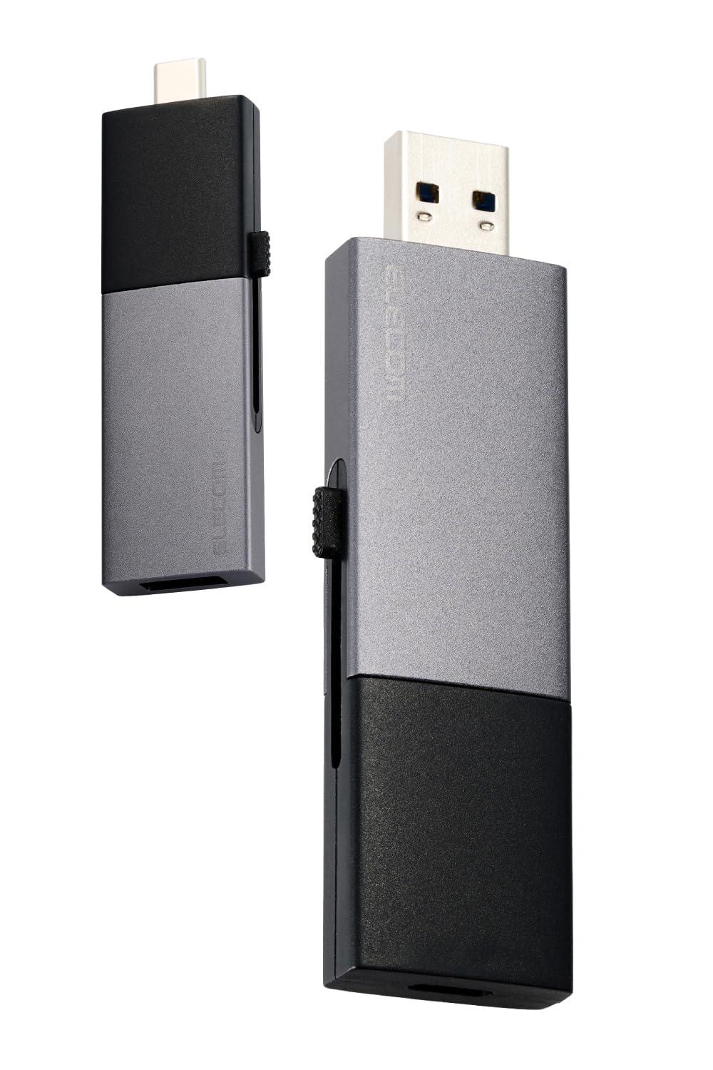 ELECOM External SSD 500GB USB3.2 (Gen2) Compatible Slide-Type Type-C to Type-A Switching Black ESD-EWC0500GBK