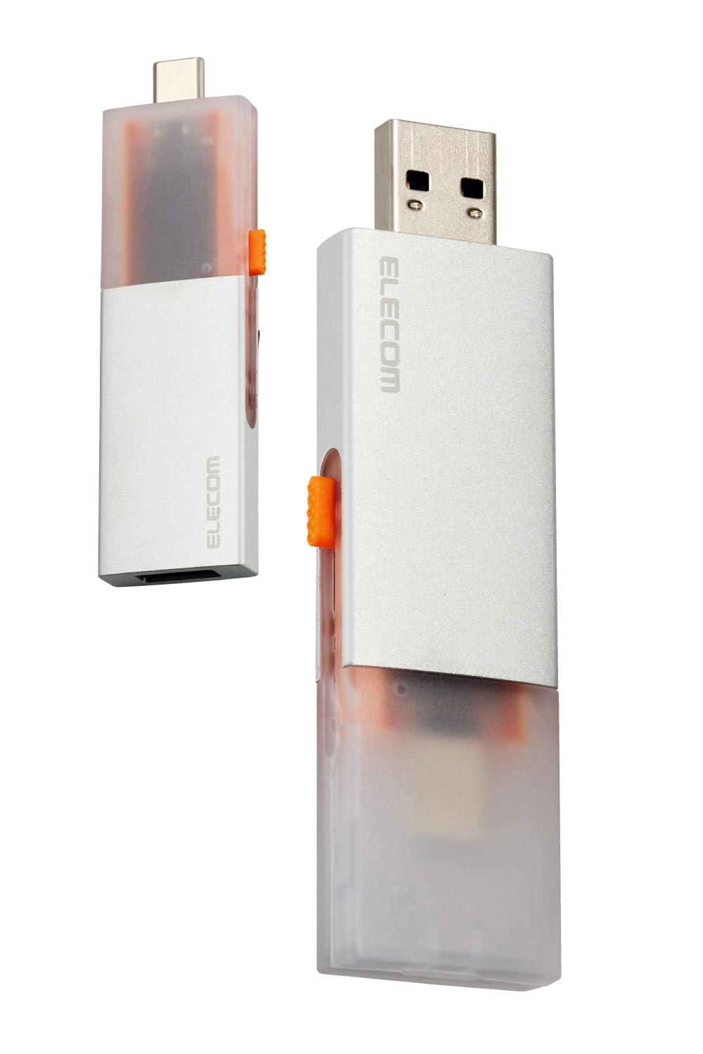 ELECOM External SSD 500GB USB3.2 (Gen2) Compatible Slide-Type Type-C to Type-A Switching Silver ESD-EWC0500GSV
